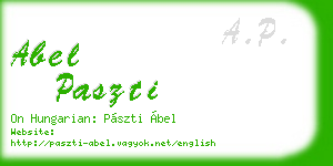 abel paszti business card