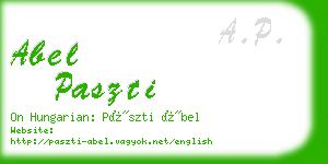 abel paszti business card